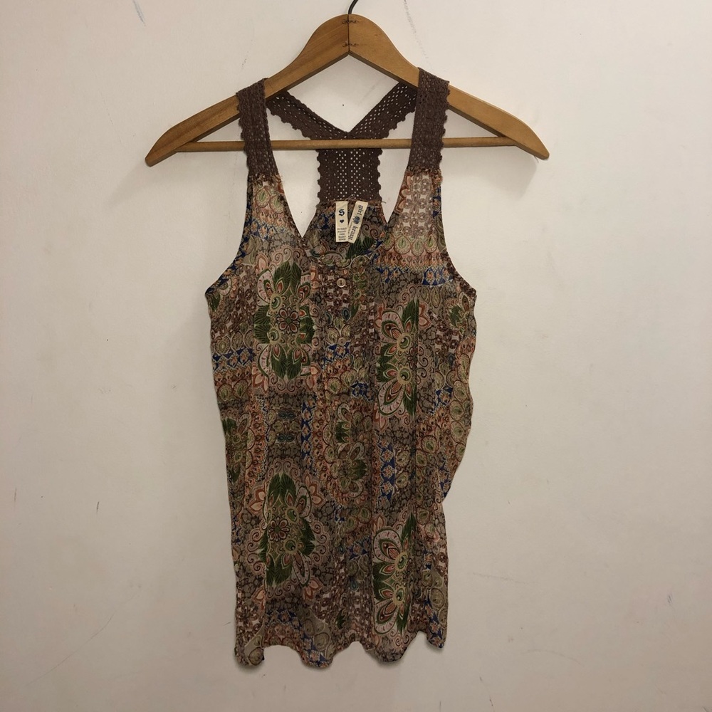 Lace Strap Patterned Tank